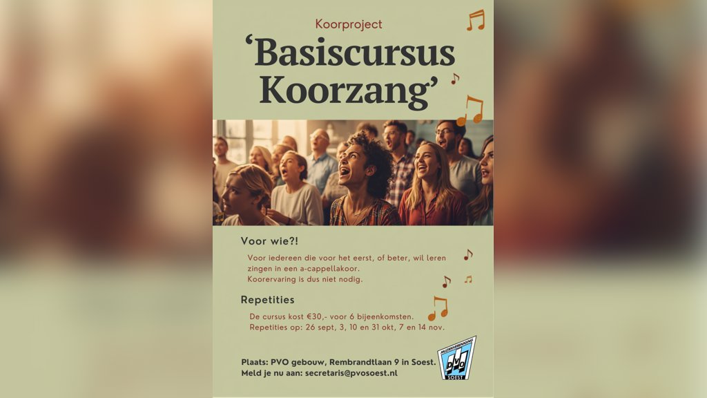 Koorproject; basiscursus koorzang in Soest