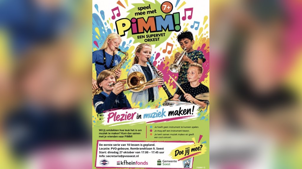 PIMM, plezier in muziek maken, doe mee!! in Soest